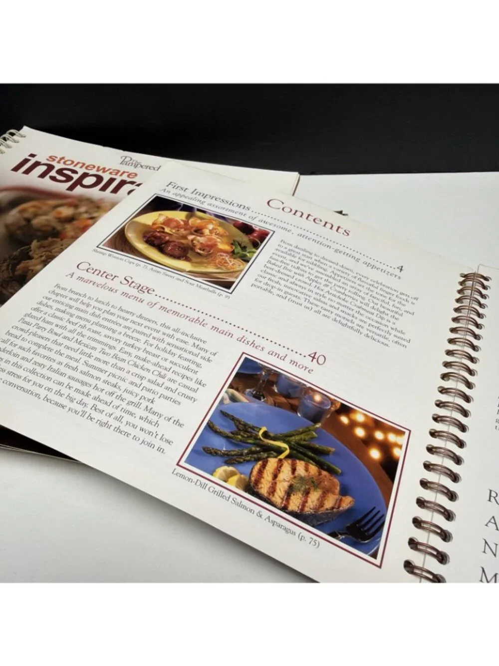 Pampered Chef Cookbooks Lot of 6 Spiral Bound Chocolate, BBQ, Stoneware + 3 More